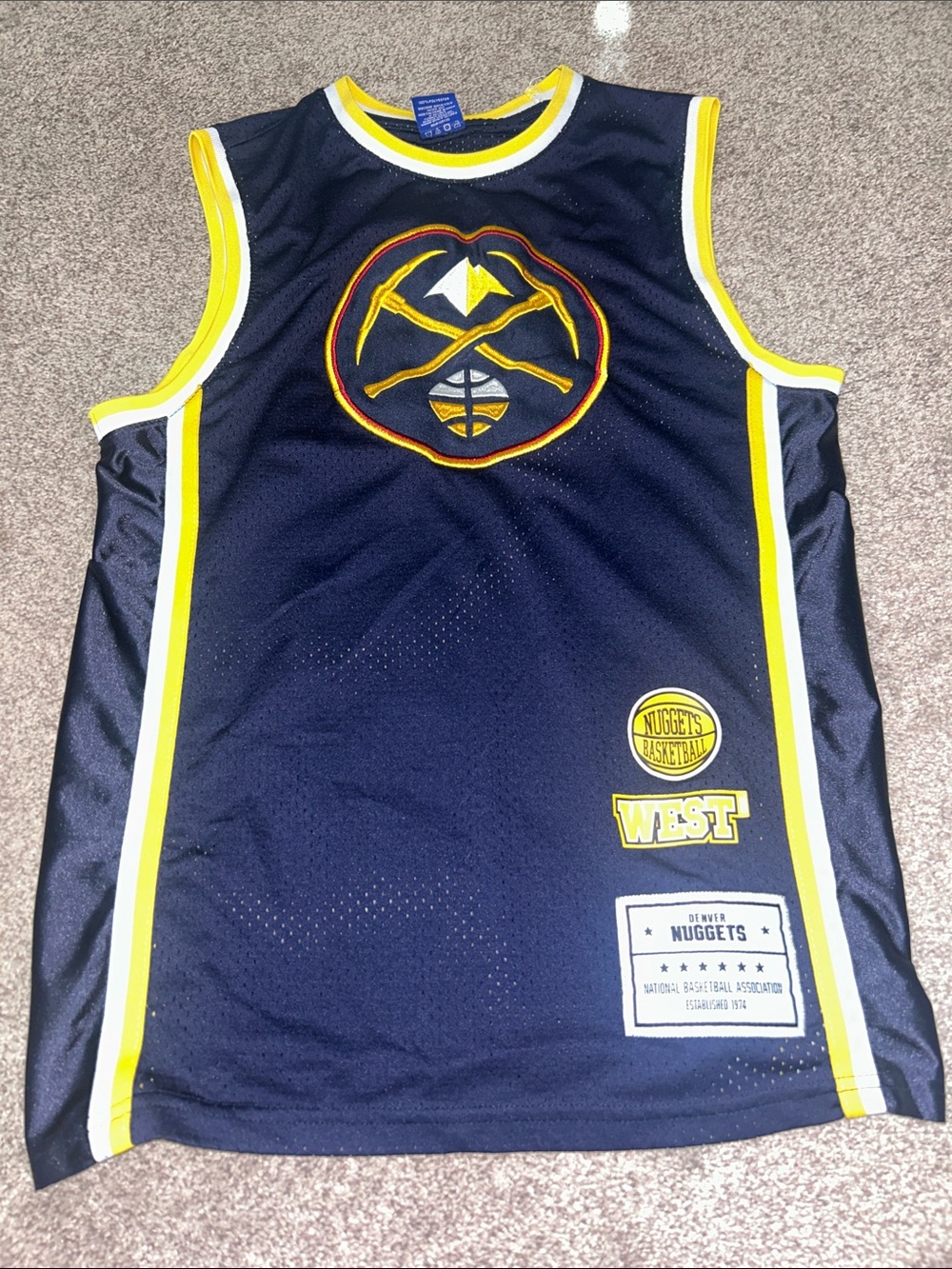 Navy and Yellow Denver Nuggets Basketball Jersey